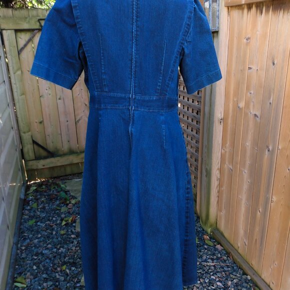 Handmade Denim Dress 40"B 34"W Blue Jean Stretch Amish Mennonite Cape Modest - Picture 7 of 13